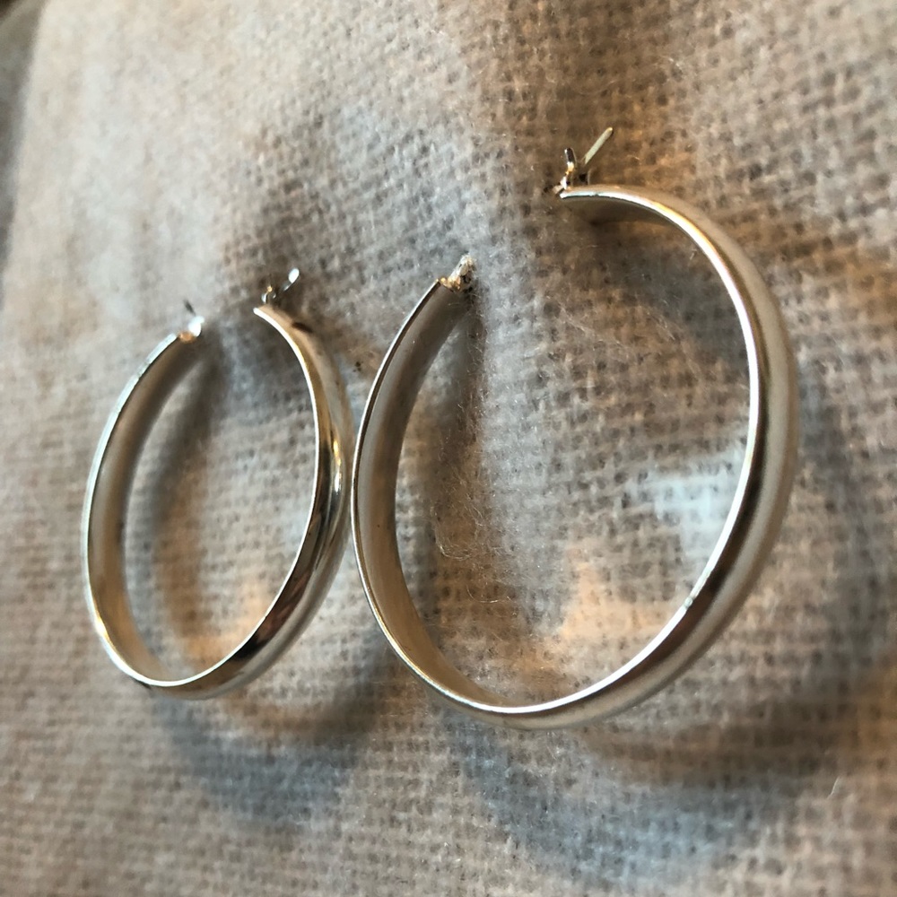 Medium Silver Hoop Earrings